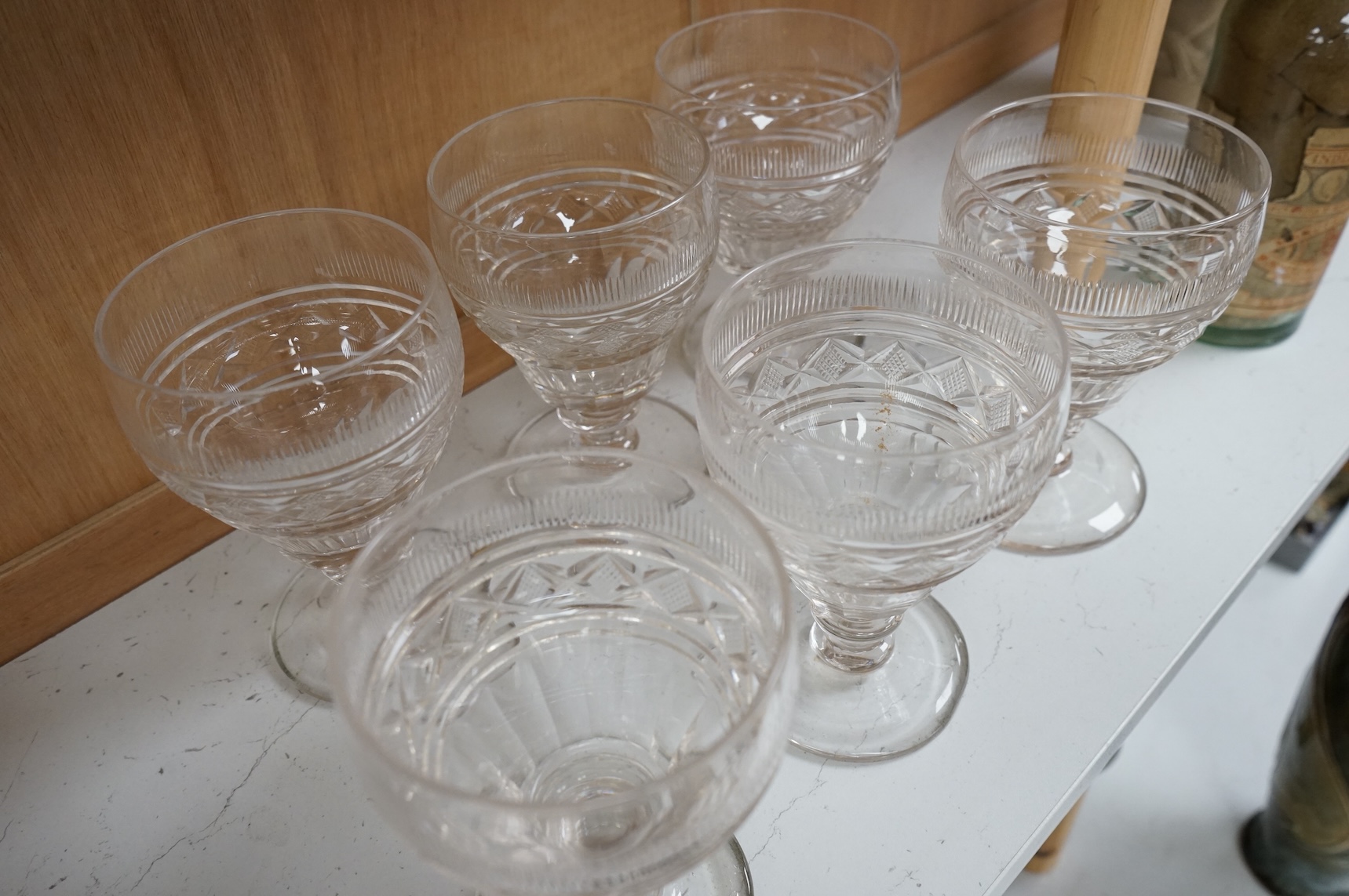 A set of six 19th century glass rummers, 16cm high